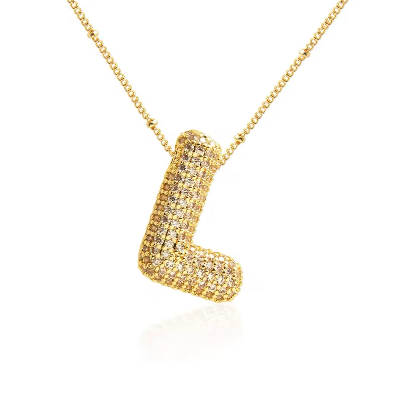 Gold Plated Bubble Initial Necklace