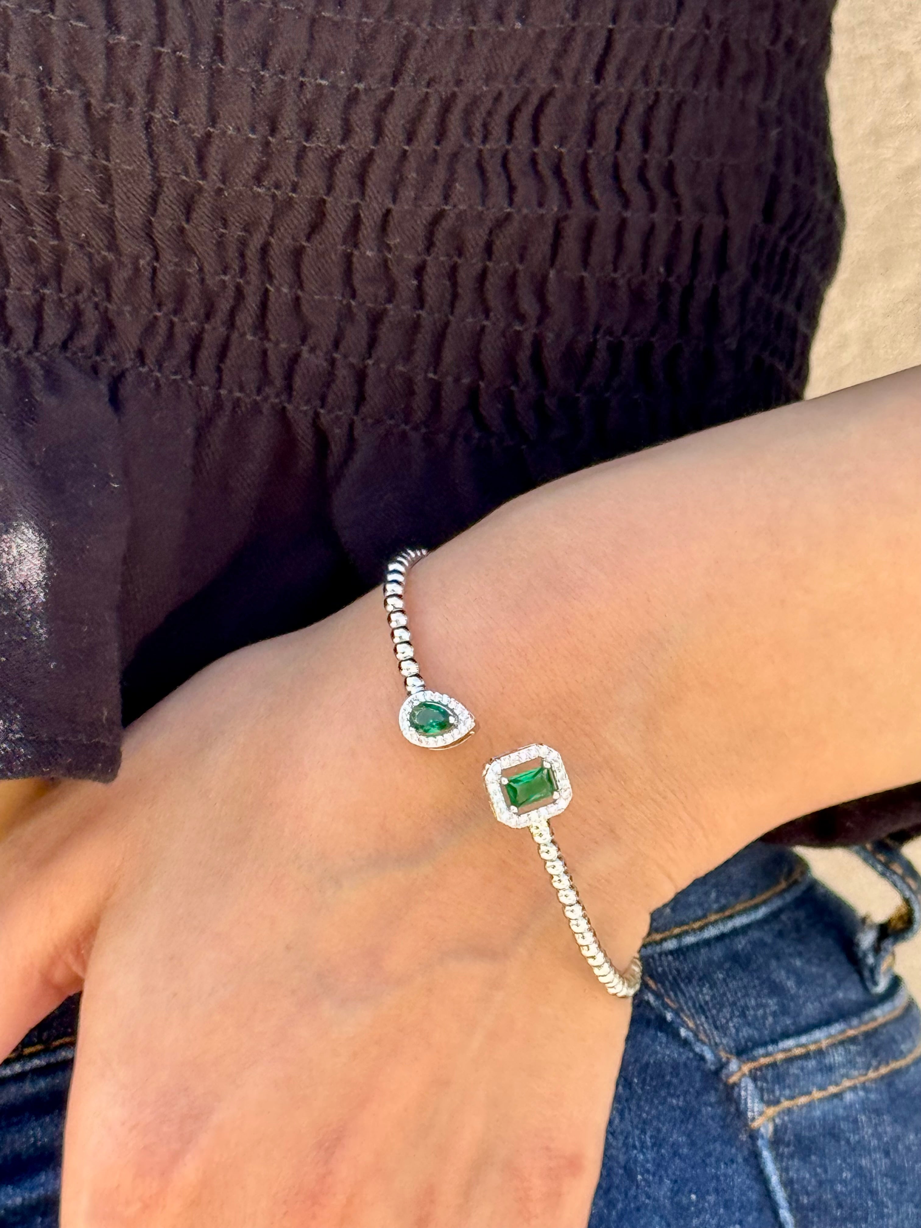 Green Zircon Bangle Bracelet