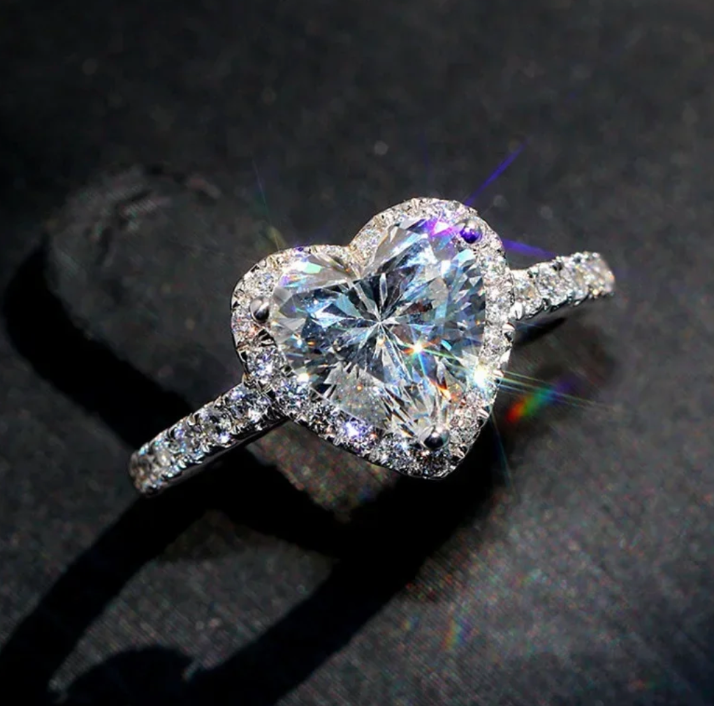 White Heart Glow Ring