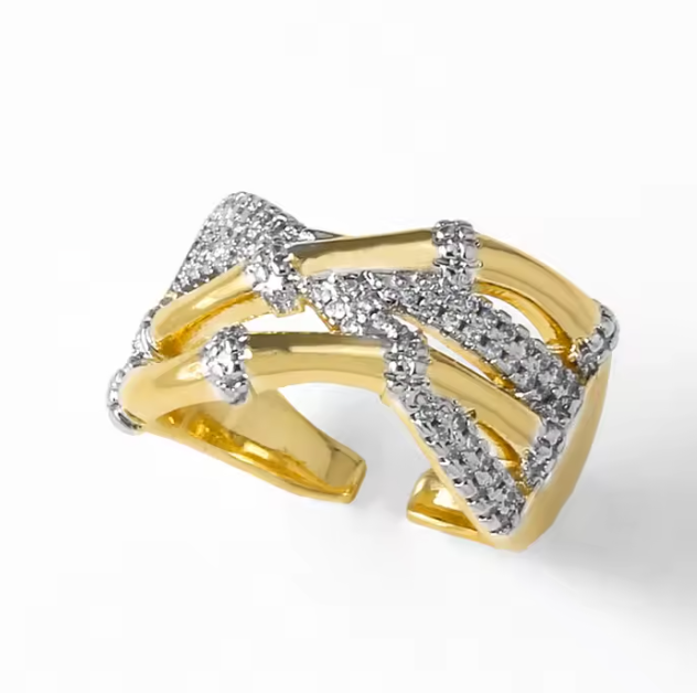 Crossed Up Gold Plated Ring