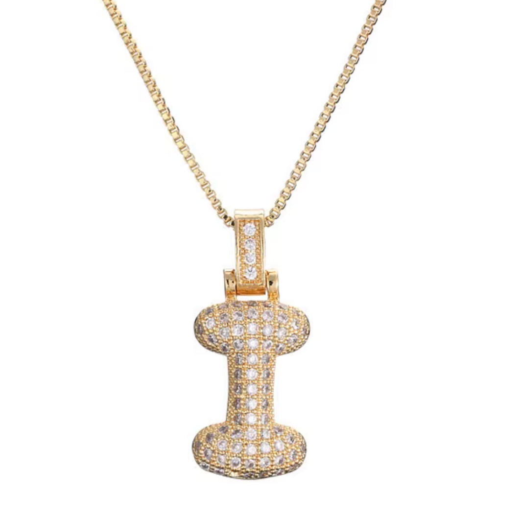 Gold Plated Bubble Initial Necklace