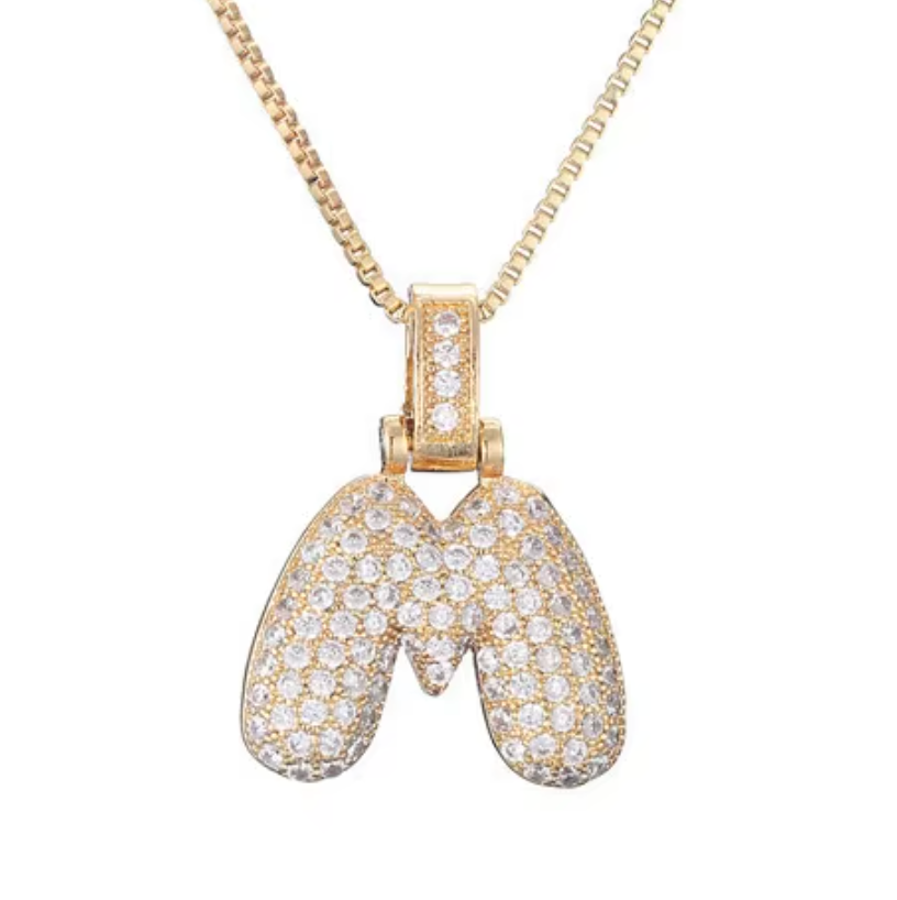 Gold Plated Bubble Initial Necklace