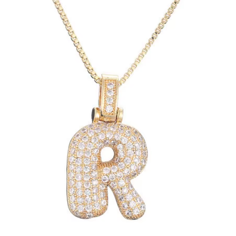 Gold Plated Bubble Initial Necklace