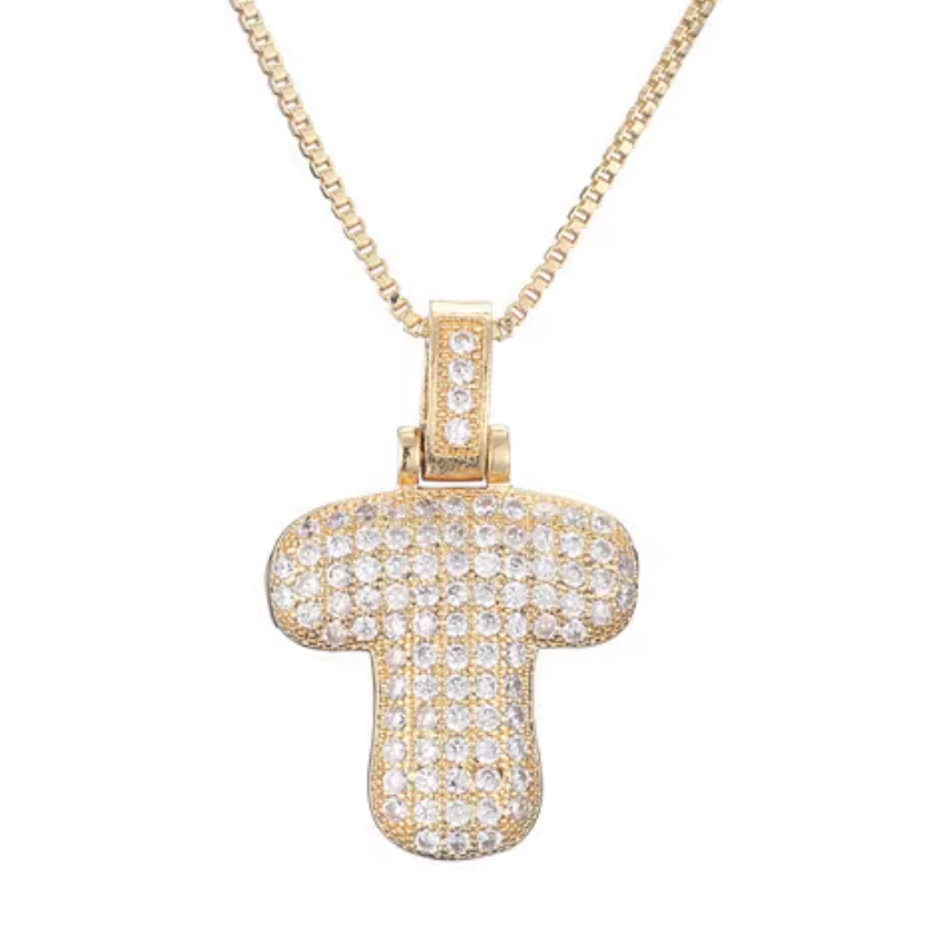 Gold Plated Bubble Initial Necklace