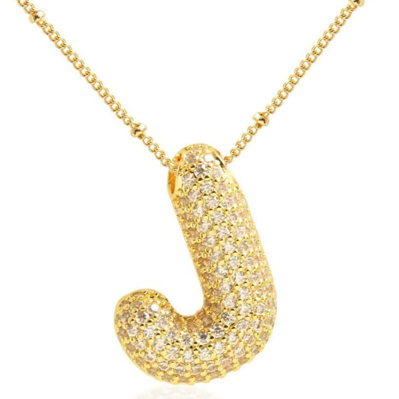 Gold Plated Bubble Initial Necklace