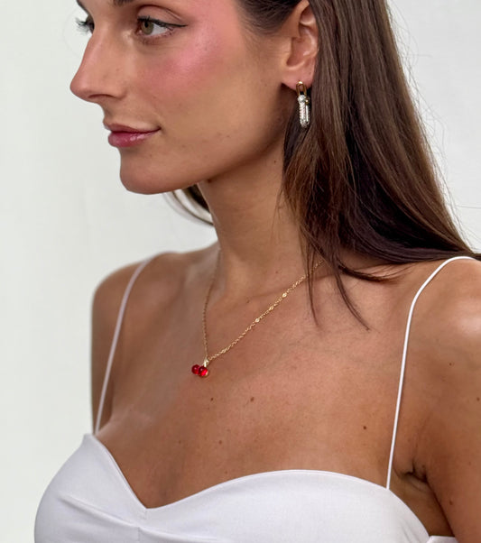 Golden Cherry Kiss Necklace
