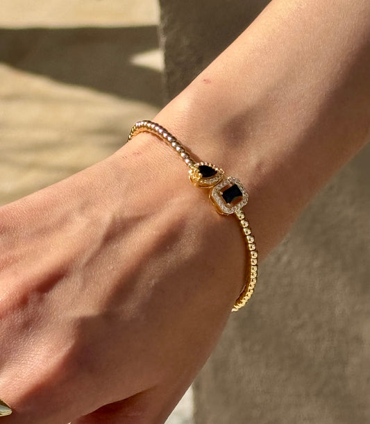 Gold Base Noire Zircon Bangle