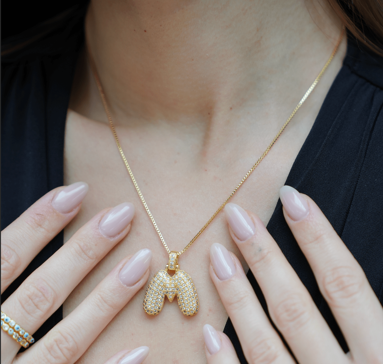 Gold Plated Bubble Initial Necklace