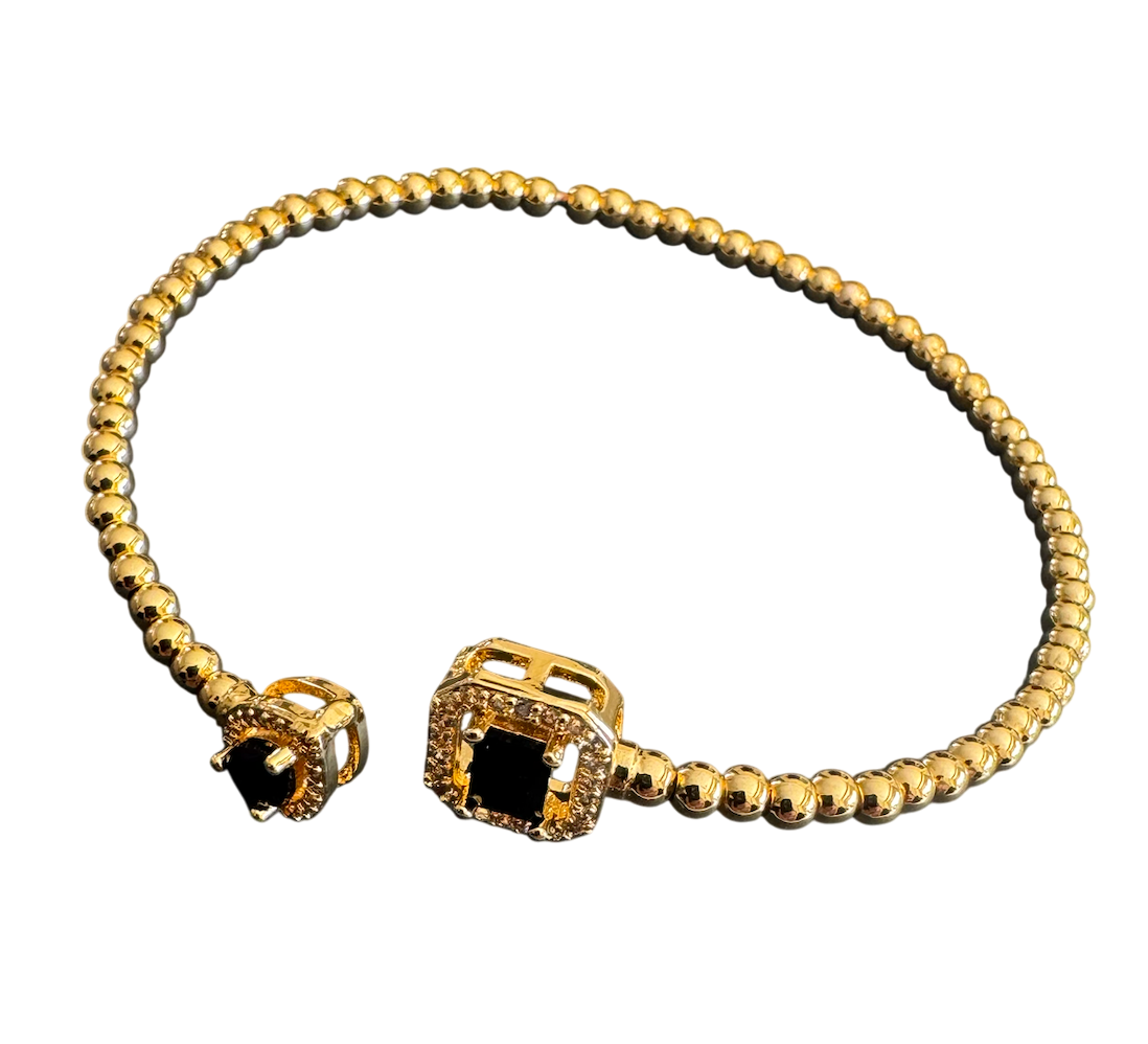 Gold Base Noire Zircon Bangle