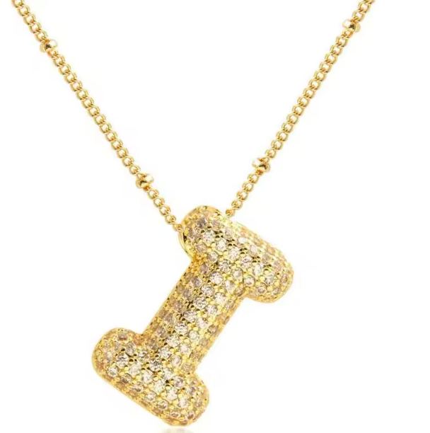 Gold Plated Bubble Initial Necklace
