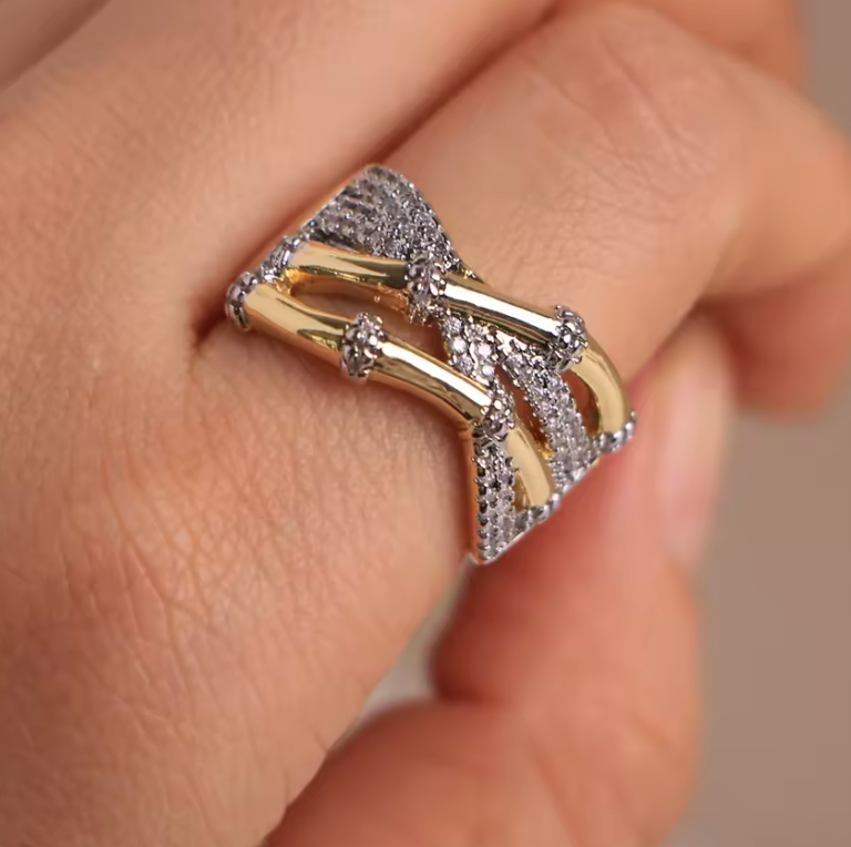 Crossed Up Gold Plated Ring