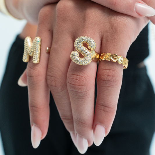 Gold Plated Bubble Initial Ring
