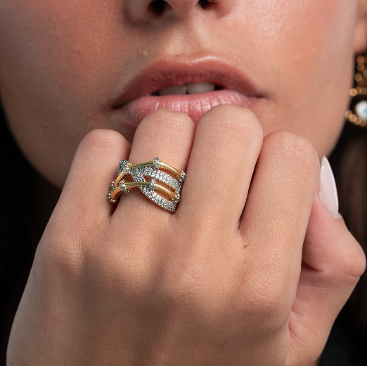 Crossed Up Gold Plated Ring