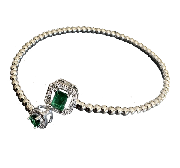 Green Zircon Bangle Bracelet